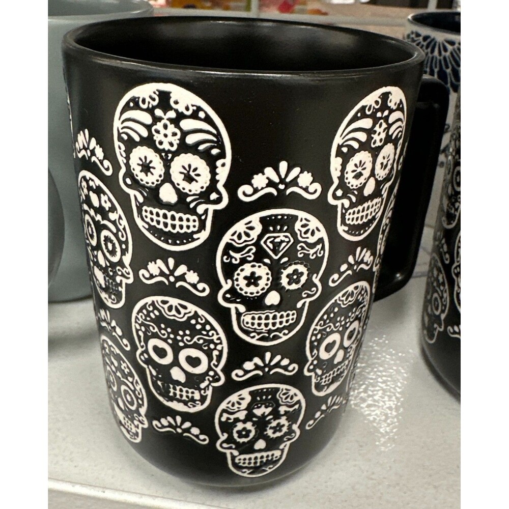 Better Living Mug Skull Skeleton‎ Halloween Black Ceramic 16oz New